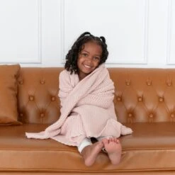 Chunky Knit Toddler Blanket In Blush -Kyte baby Store kyte baby chunky knit toddler blanket blush toddler chunky knit toddler blanket in blush 32737331708015