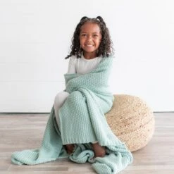 Chunky Knit Toddler Blanket In Sage 10 Chunky Knit Toddler Blanket In Sage -Kyte baby Store kyte baby chunky knit toddler blanket sage toddler chunky knit toddler blanket in sage 32737381154927
