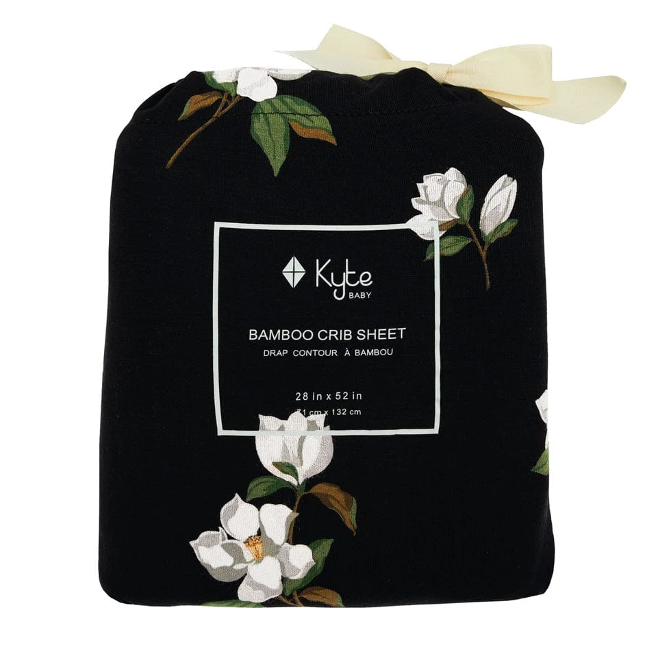 Crib Sheet In Big Midnight Magnolia 3 Crib Sheet In Big Midnight Magnolia - Image 3