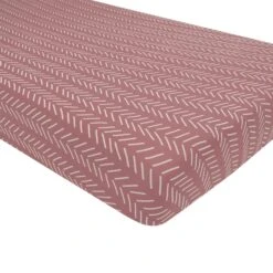 Crib Sheet In Dusty Rose Herringbone