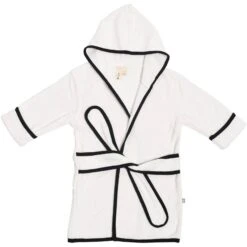 Toddler Bath Robe In Cloud With Midnight Trim