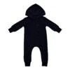 Bamboo Jersey Hooded Zippered Romper In Midnight