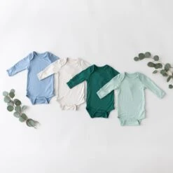 Long Sleeve Bodysuit In Oat -Kyte baby Store kyte baby layette long sleeve bodysuit in oat 31596601213039