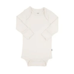 Long Sleeve Bodysuit In Oat -Kyte baby Store kyte baby layette long sleeve bodysuit in oat 32790602219631