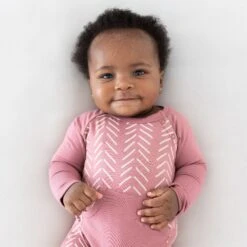 Longall In Dusty Rose Herringbone -Kyte baby Store kyte baby long alls longall in dusty rose herringbone 32720684286063