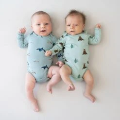 Long Sleeve Bodysuit In Coastline -Kyte baby Store kyte baby long sleeve bodysuits long sleeve bodysuit in coastline 32519476772975