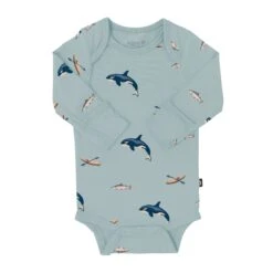 Long Sleeve Bodysuit In Coastline -Kyte baby Store kyte baby long sleeve bodysuits long sleeve bodysuit in coastline 32530690080879