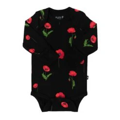 Long Sleeve Bodysuit In Midnight Poppies -Kyte baby Store kyte baby long sleeve bodysuits long sleeve bodysuit in midnight poppies 32531768868975