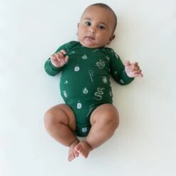Long Sleeve Bodysuit In Slytherin™ -Kyte baby Store kyte baby long sleeve bodysuits long sleeve bodysuit in slytherin 32475838087279