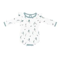 Long Sleeve Bubble Romper In Blue Heron