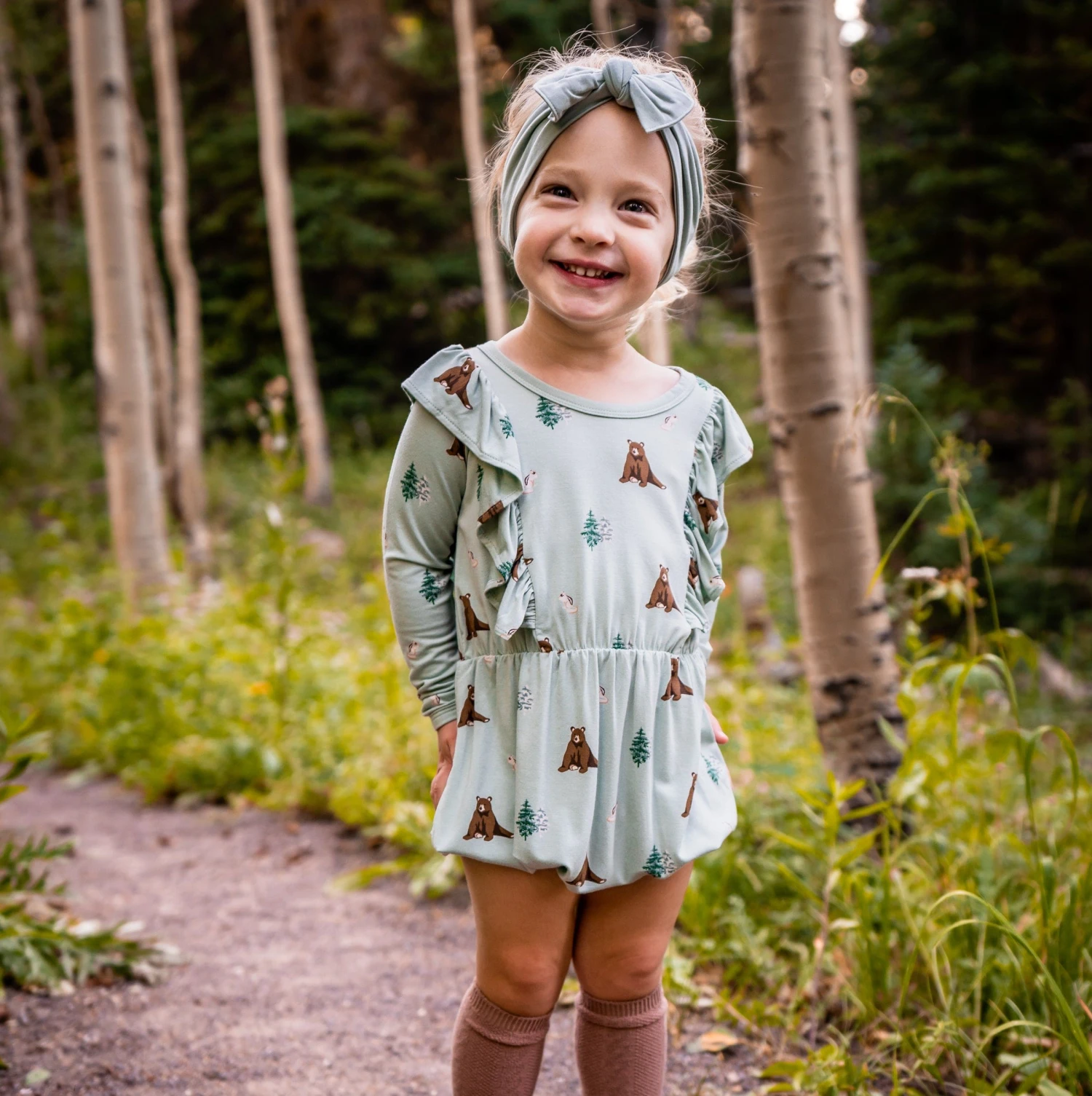 Long Sleeve Bubble Romper In Trail 4 Long Sleeve Bubble Romper In Trail - Image 4