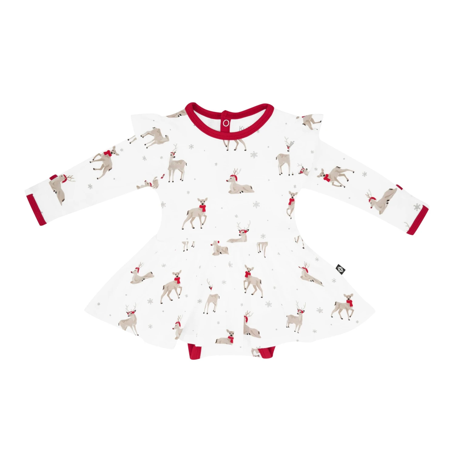 Long Sleeve Twirl Bodysuit Dress In Cloud Deer 1 Long Sleeve Twirl Bodysuit Dress In Cloud Deer