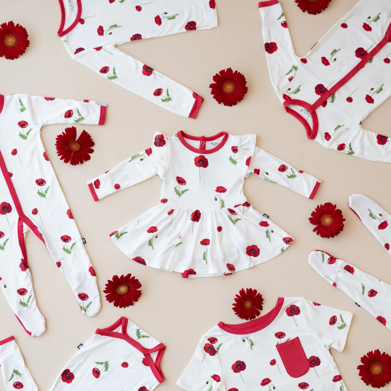 Long Sleeve Twirl Bodysuit Dress In Cloud Poppies 4 Long Sleeve Twirl Bodysuit Dress In Cloud Poppies - Image 4