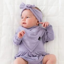 Long Sleeve Twirl Bodysuit Dress In Taro -Kyte baby Store kyte baby ls twirl bodysuit dress long sleeve twirl bodysuit dress in taro 32582501597295