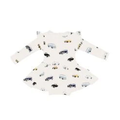 Long Sleeve Twirl Bodysuit Dress In Vintage Cars