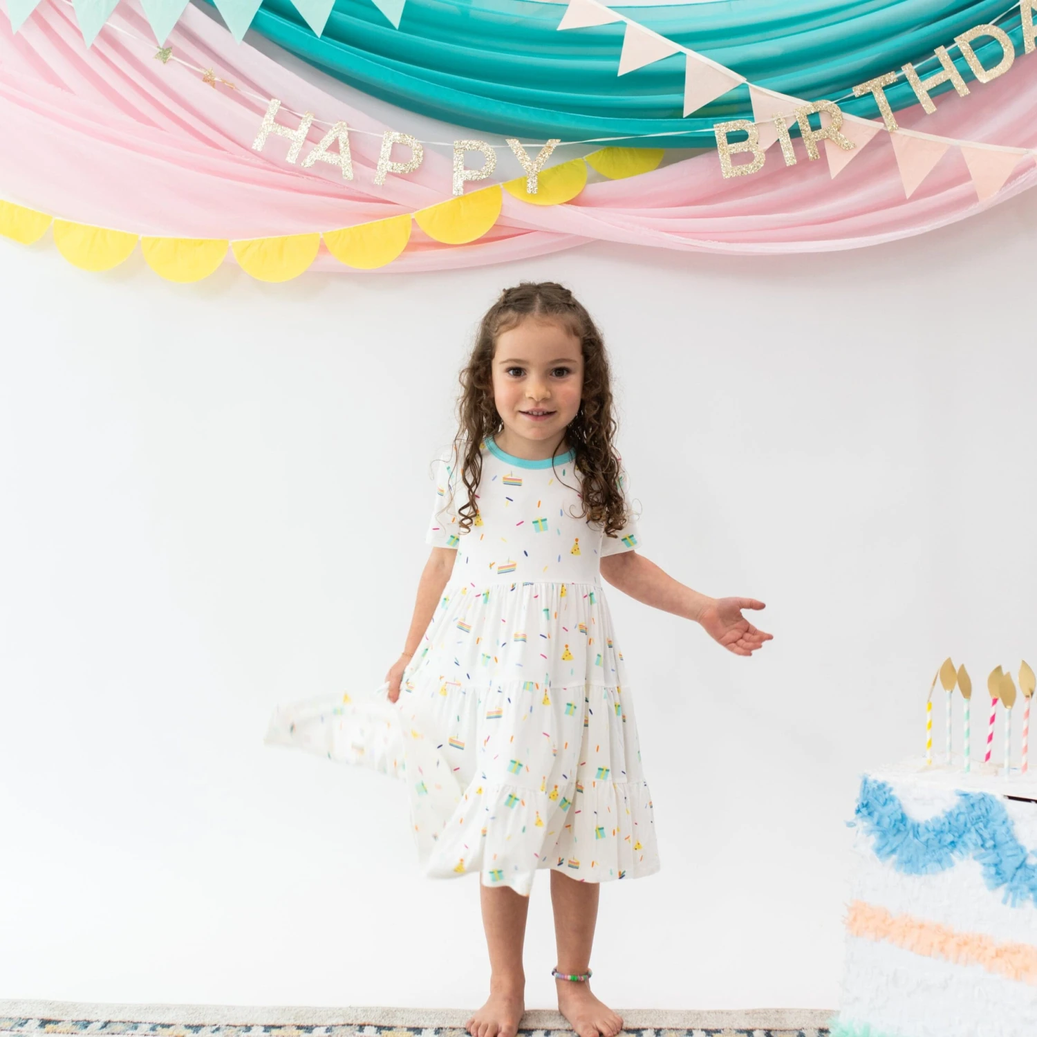 Short Sleeve Tiered Dress In Cloud Party 5 Short Sleeve Tiered Dress In Cloud Party - Image 5