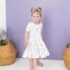 Short Sleeve Tiered Dress In Lavender