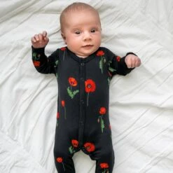 Footie In Midnight Poppies 7 Footie In Midnight Poppies -Kyte baby Store kyte baby snap footies footie in midnight poppies 32550089064559