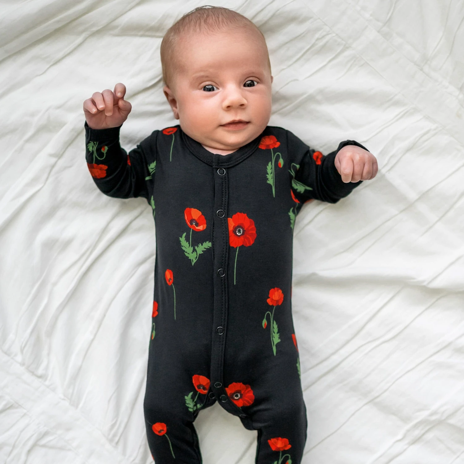 Footie In Midnight Poppies 3 Footie In Midnight Poppies - Image 3