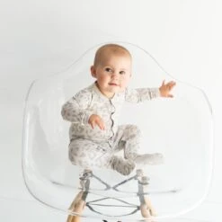 Footie In Oat Leopard -Kyte baby Store kyte baby snap footies footie in oat leopard 32329612853359