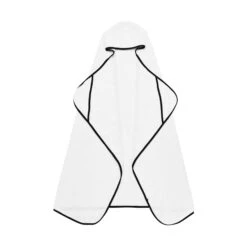 Toddler Hooded Bath Towel In Cloud With Midnight Trim