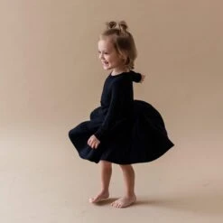 Long Sleeve Tiered Dress In Midnight -Kyte baby Store kyte baby toddler long sleeve tiered dress long sleeve tiered dress in midnight 30308660772975