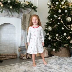 Long Sleeve Twirl Dress In Cloud Deer -Kyte baby Store kyte baby toddler long sleeve twirl dress long sleeve twirl dress in cloud deer 32701764370543