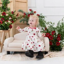 Long Sleeve Twirl Dress In Cloud Poppies -Kyte baby Store kyte baby toddler long sleeve twirl dress long sleeve twirl dress in cloud poppies 32550101844079