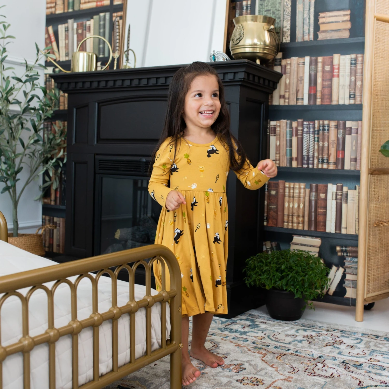 Long Sleeve Twirl Dress In Hufflepuff™ 3 Long Sleeve Twirl Dress In Hufflepuff™ - Image 3