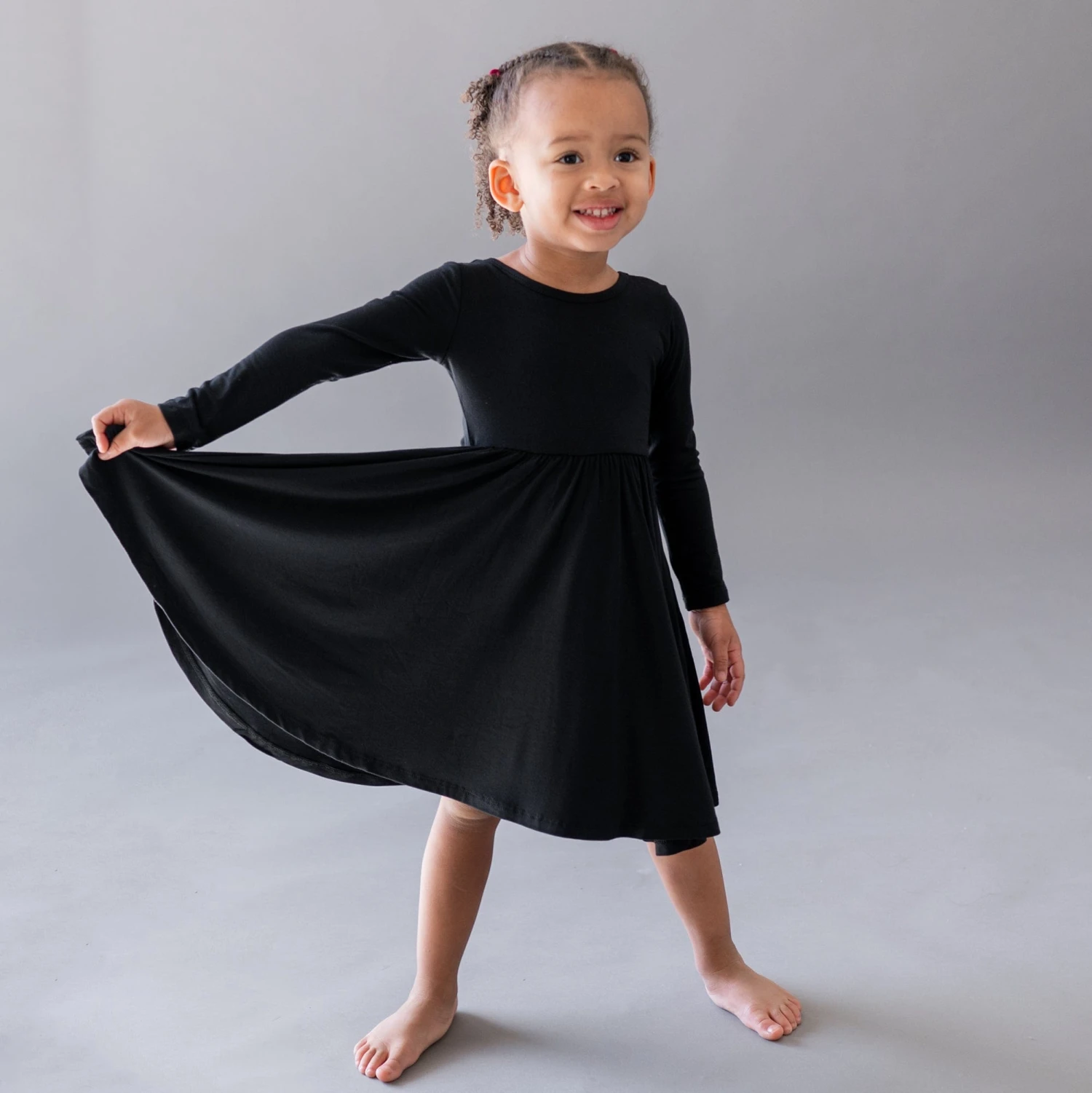 Long Sleeve Twirl Dress In Midnight 1 Long Sleeve Twirl Dress In Midnight