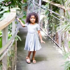 Twirl Dress In Fog -Kyte baby Store kyte baby toddler short sleeve twirl dress twirl dress in fog 29876618100847