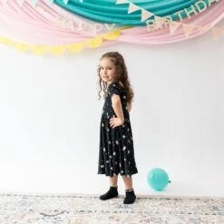 Twirl Dress In Midnight Party -Kyte baby Store kyte baby toddler short sleeve twirl dress twirl dress in midnight party 32605510926447