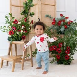 Long Sleeve Toddler Crew Neck Tee In Cloud Poppies -Kyte baby Store kyte baby toddler unisex tee long sleeve toddler crew neck tee in cloud poppies 32550100435055
