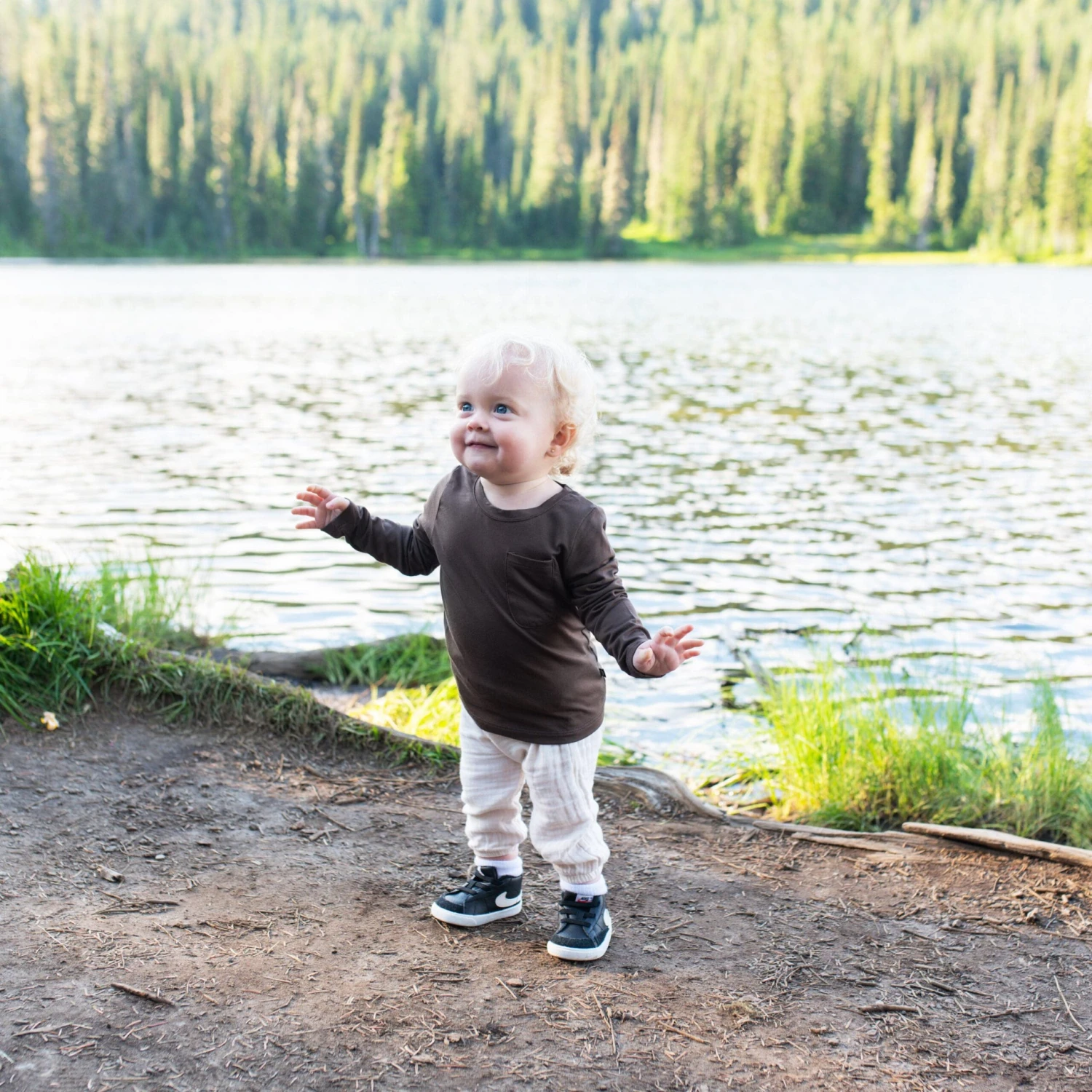 Long Sleeve Toddler Crew Neck Tee In Espresso 3 Long Sleeve Toddler Crew Neck Tee In Espresso - Image 3