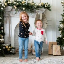 Long Sleeve Toddler Crew Neck Tee In Midnight Deer -Kyte baby Store kyte baby toddler unisex tee long sleeve toddler crew neck tee in midnight deer 32701804511343