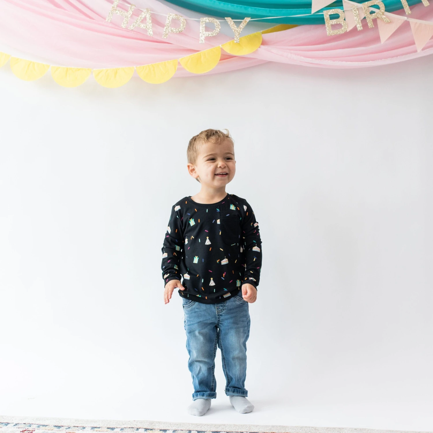 Long Sleeve Toddler Crew Neck Tee In Midnight Party 3 Long Sleeve Toddler Crew Neck Tee In Midnight Party - Image 3