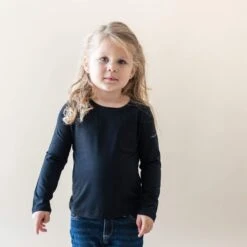 Long Sleeve Toddler Crew Neck Tee In Midnight