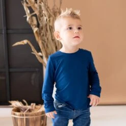 Long Sleeve Toddler Crew Neck Tee In Tahoe 5 Long Sleeve Toddler Crew Neck Tee In Tahoe -Kyte baby Store kyte baby toddler unisex tee long sleeve toddler unisex tee in tahoe 31453225255023