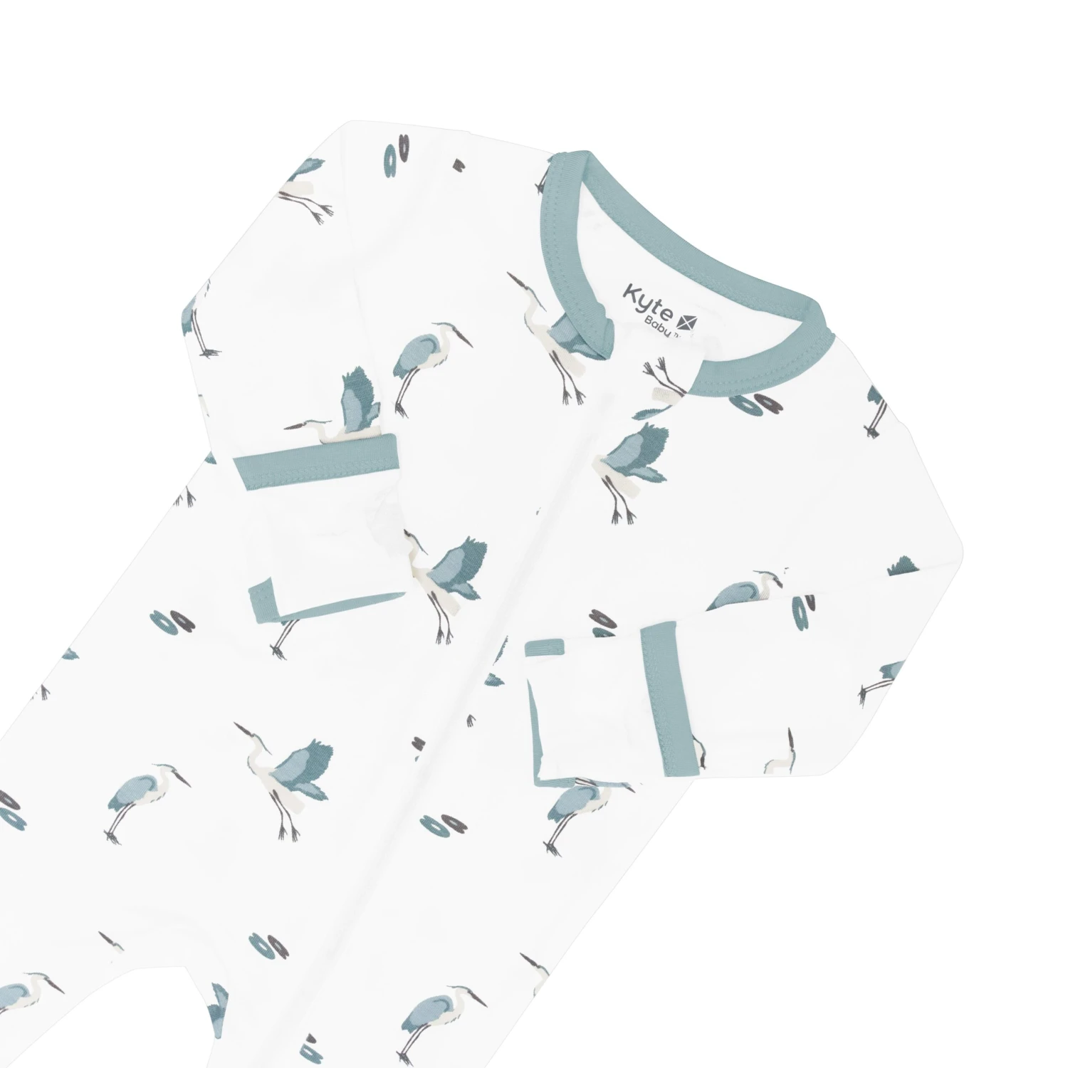 Zippered Footie In Blue Heron 6 Zippered Footie In Blue Heron - Image 6