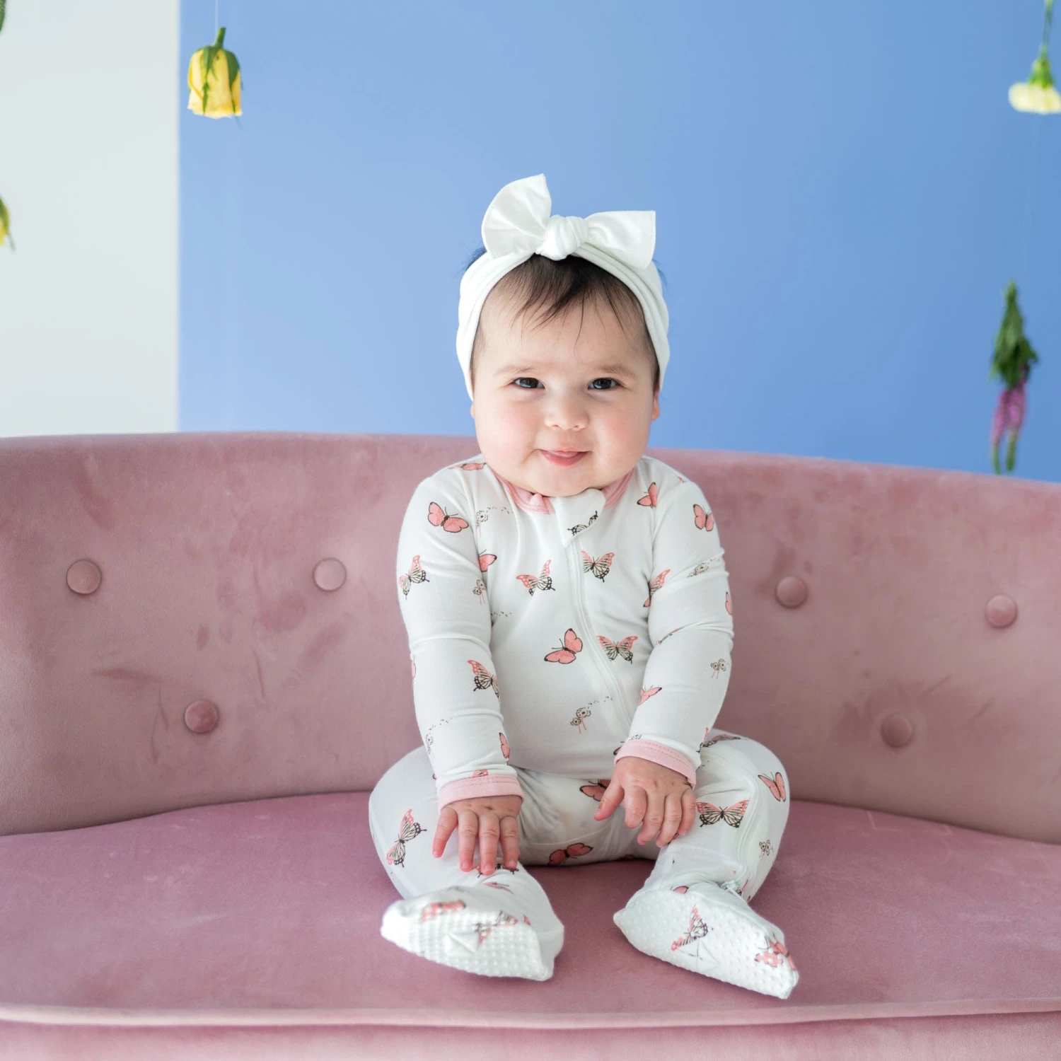 Zippered Footie In Butterfly 4 Zippered Footie In Butterfly - Image 4