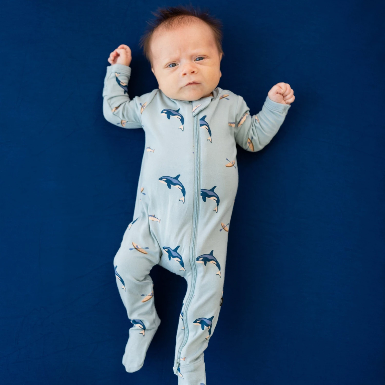 Zippered Footie In Coastline 2 Zippered Footie In Coastline - Image 2