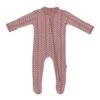 Zippered Footie In Dusty Rose Herringbone