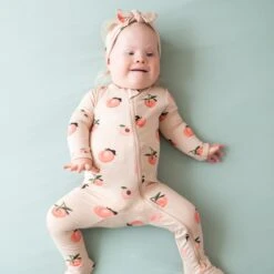Zippered Footie In Peach -Kyte baby Store kyte baby zippered footies zippered footie in peach 32253703127151