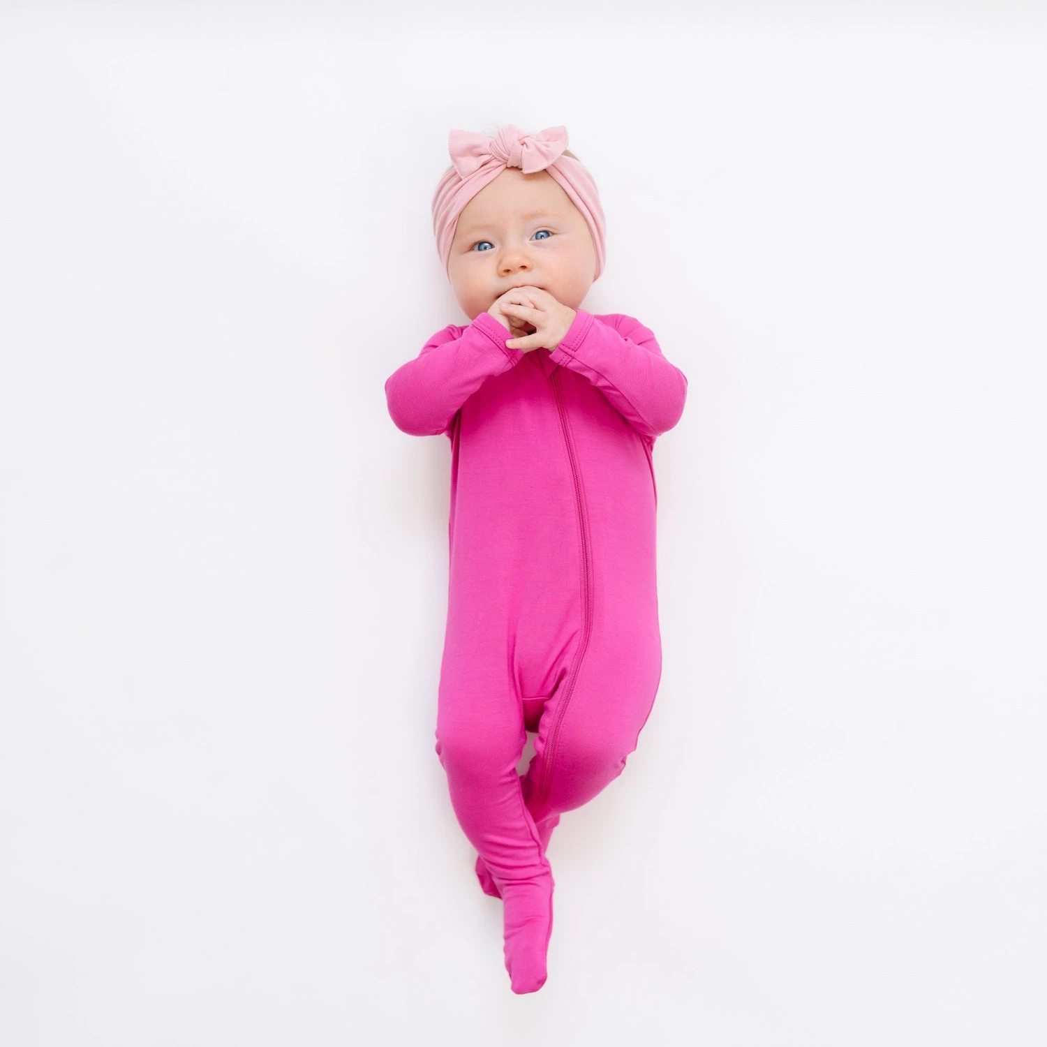 Zippered Footie In Raspberry 3 Zippered Footie In Raspberry - Image 3