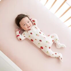Zippered Footie In Strawberry -Kyte baby Store kyte baby zippered footies zippered footie in strawberry 31859708231791