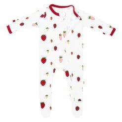 Zippered Footie In Strawberry -Kyte baby Store kyte baby zippered footies zippered footie in strawberry 31862556983407