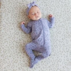 Zippered Footie In Taro Leopard 6 Zippered Footie In Taro Leopard -Kyte baby Store kyte baby zippered footies zippered footie in taro leopard 32329605644399