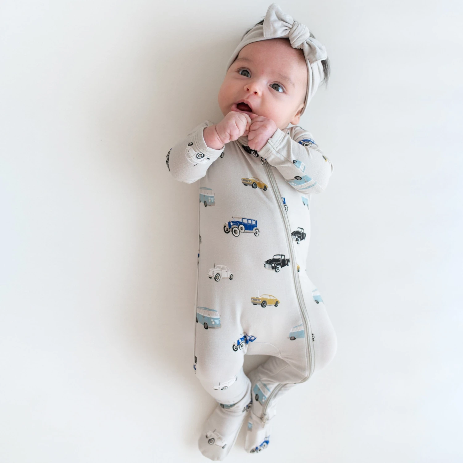 Zippered Footie In Vintage Cars 2 Zippered Footie In Vintage Cars - Image 2