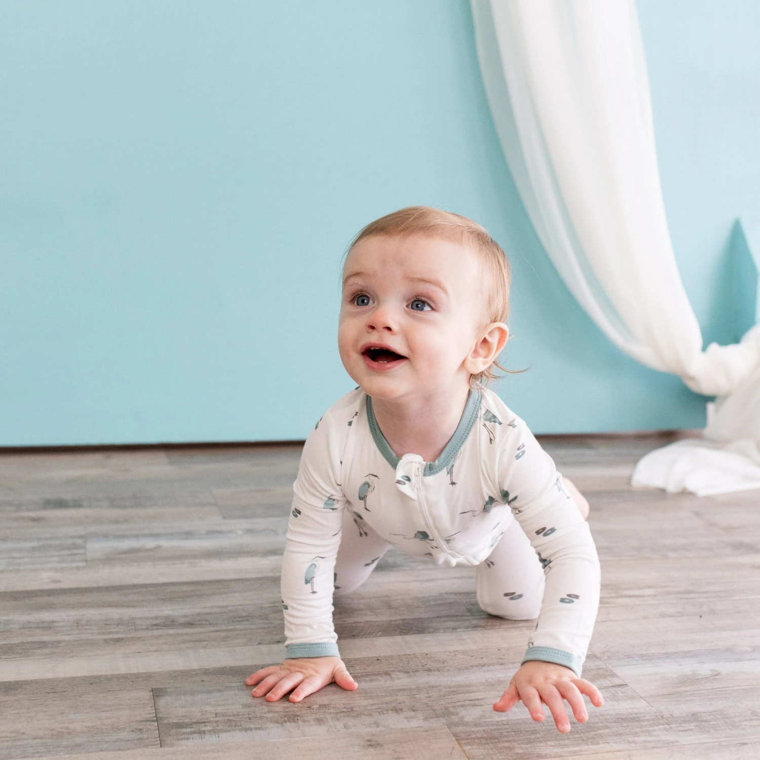 Zippered Romper In Blue Heron 2 Zippered Romper In Blue Heron - Image 2