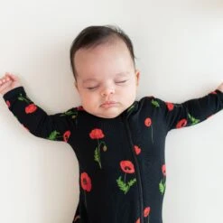 Zippered Romper In Midnight Poppies -Kyte baby Store kyte baby zippered rompers zippered romper in midnight poppies 32550080577647